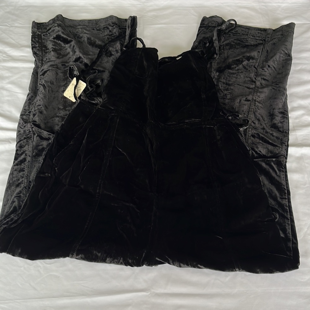 Free People 90s Forever Overall Crushed Velvet Size XL NWT - Picture 10 of 12